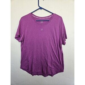 Reebok Women's Pink Crewneck T-Shirt Top, Round Hem, Size XL